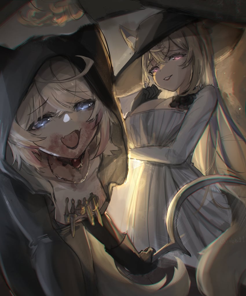 fuwawa abyssgard, mococo abyssgard, alcina dimitrescu, and bela dimitrescu (hololive and 3 more) drawn by sobbi11