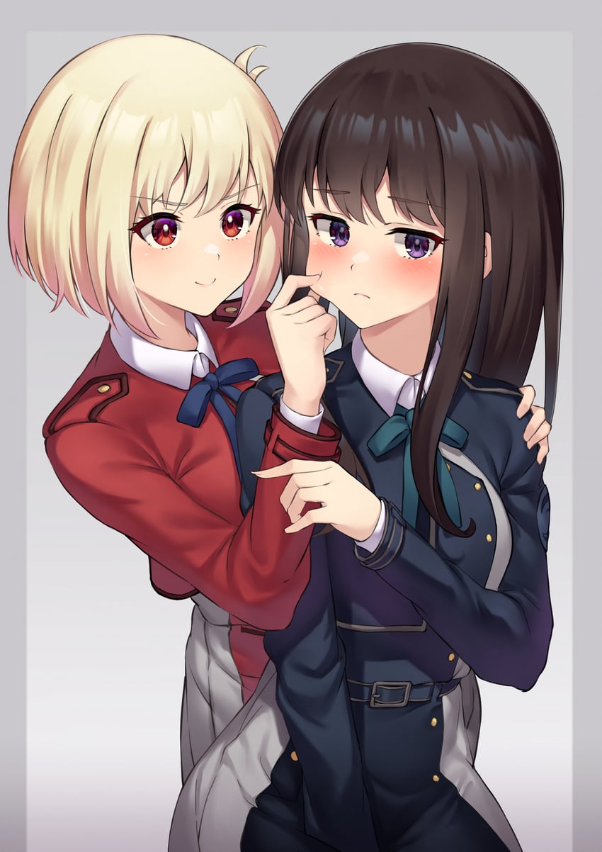 nishikigi chisato and inoue takina (lycoris recoil) drawn by pizza_(pizzania_company)