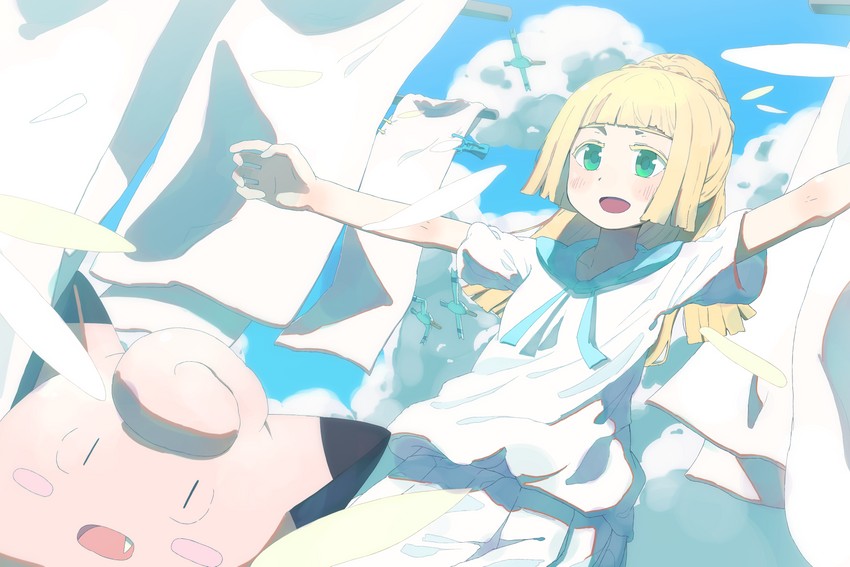 lillie, clefairy, and wingull (pokemon and 1 more) drawn by fukui