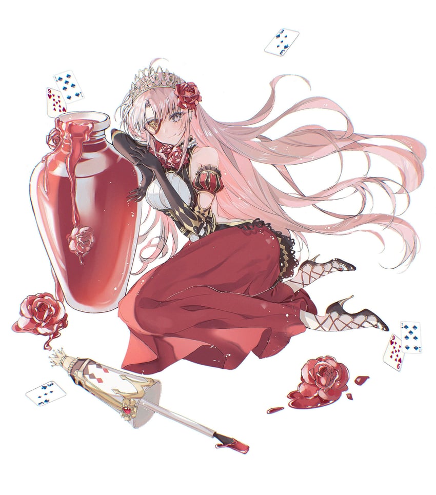 megurine luka and queen of hearts (vocaloid and 1 more) drawn by yu_jiang_(kozakana)