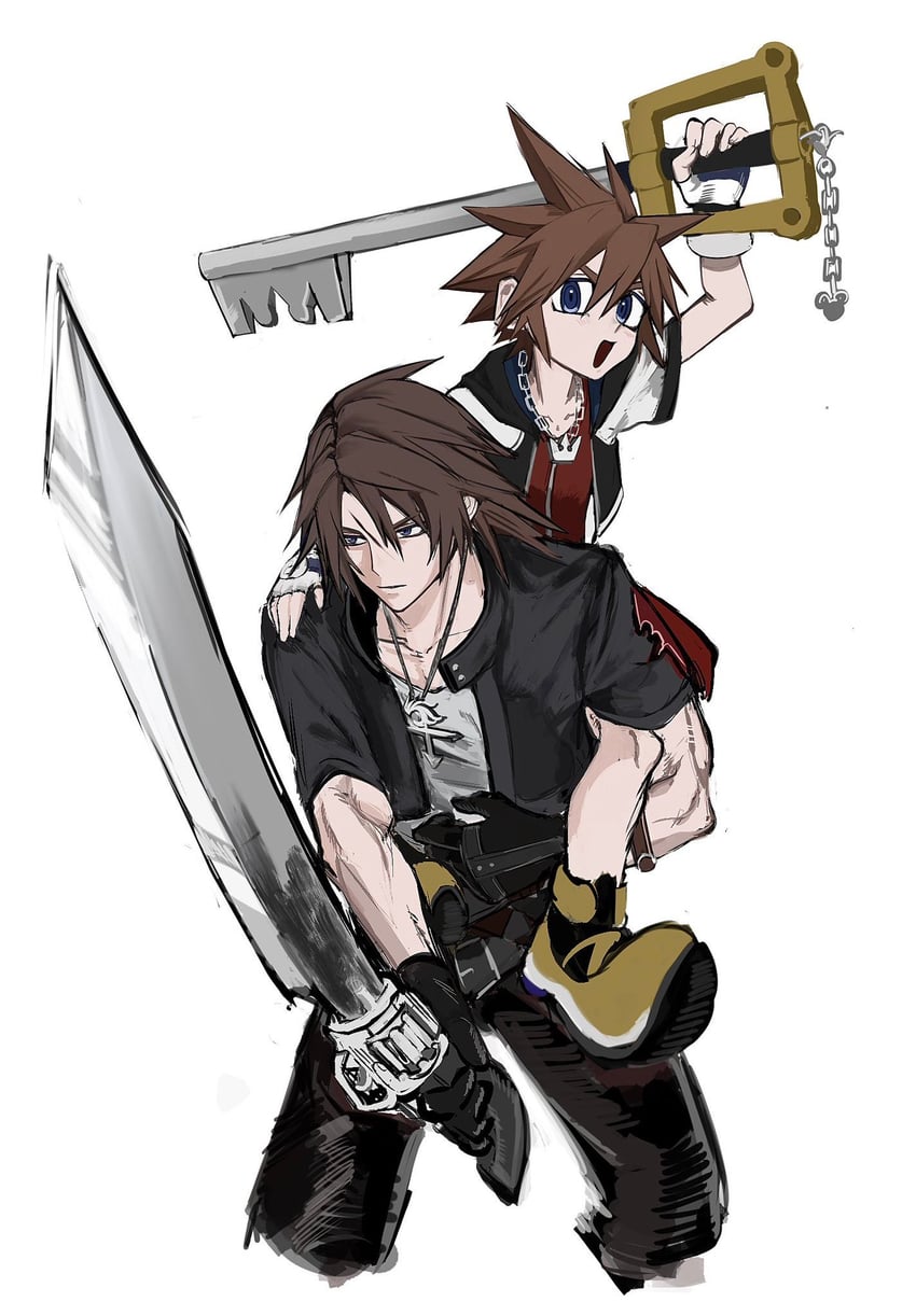 sora and squall leonhart (final fantasy and 2 more) drawn by cho5782