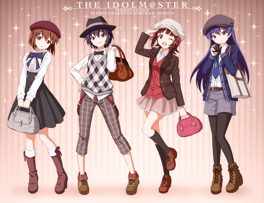 kisaragi chihaya, amami haruka, kikuchi makoto, and hagiwara yukiho (idolmaster) drawn by outsider_0