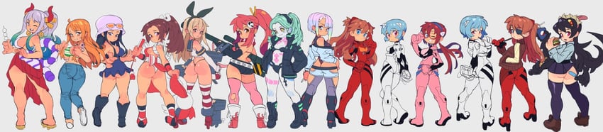 shimakaze, souryuu asuka langley, ayanami rei, nami, yoko littner, and 8 more (kantai collection and 10 more) drawn by slammo