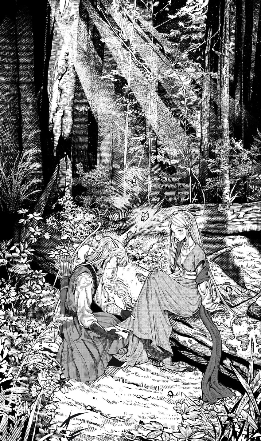 link and princess zelda (the legend of zelda and 1 more) drawn by jiuminene