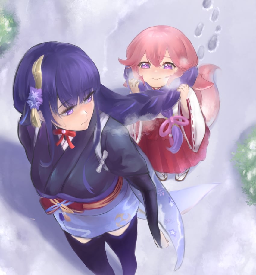 raiden shogun and yae miko (genshin impact) drawn by koko_(koko67956359)