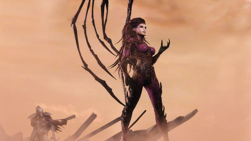 zerg, sarah kerrigan, and infested kerrigan (starcraft) drawn by angryrabbitgmod