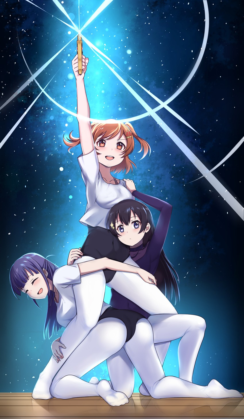 aijou karen, tsuyuzaki mahiru, and kagura hikari (gundam and 2 more) drawn by caibao_return