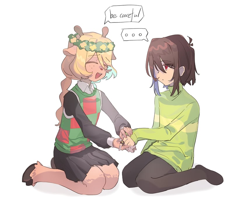 kris and noelle holiday (deltarune) drawn by lv_chan_cat
