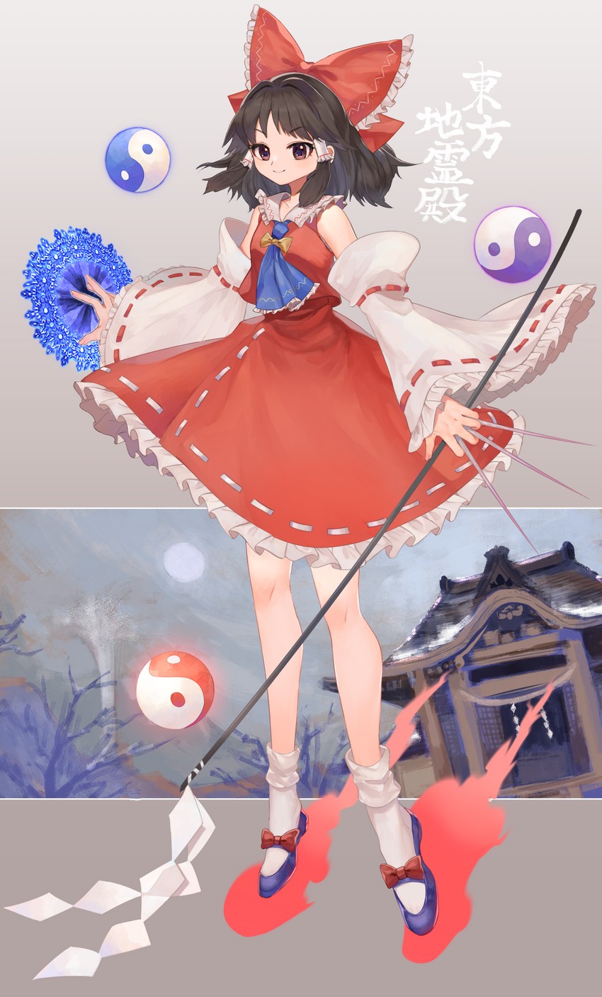 hakurei reimu (touhou and 1 more) drawn by novadada