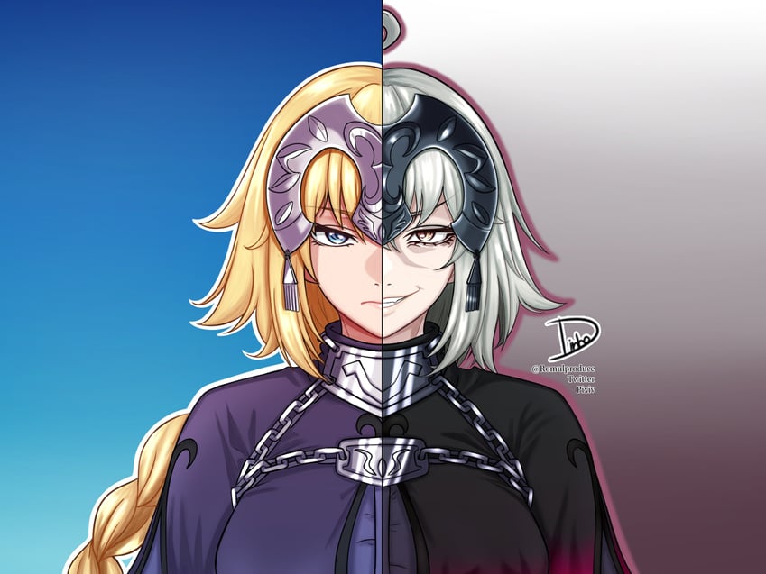 jeanne d'arc and jeanne d'arc alter (fate and 1 more) drawn by romulproduce