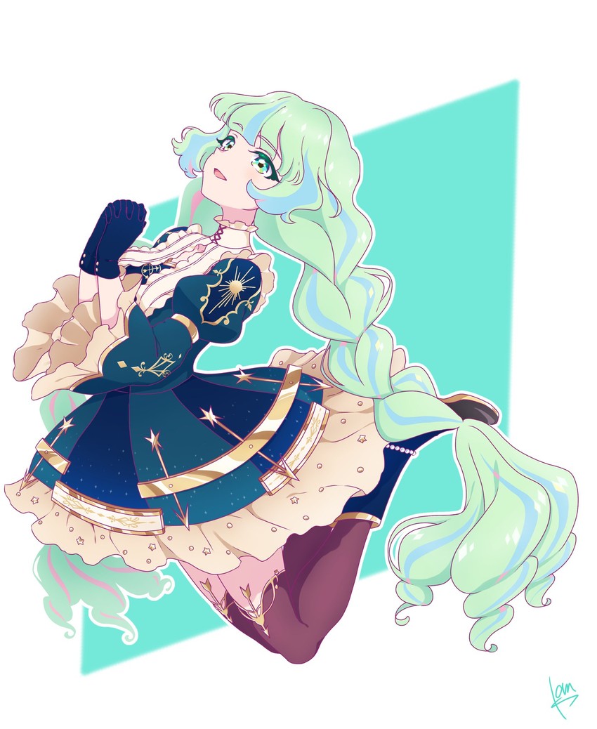 q-pit and tsukishiro ayumi (aikatsu! and 1 more) drawn by kumahubuki