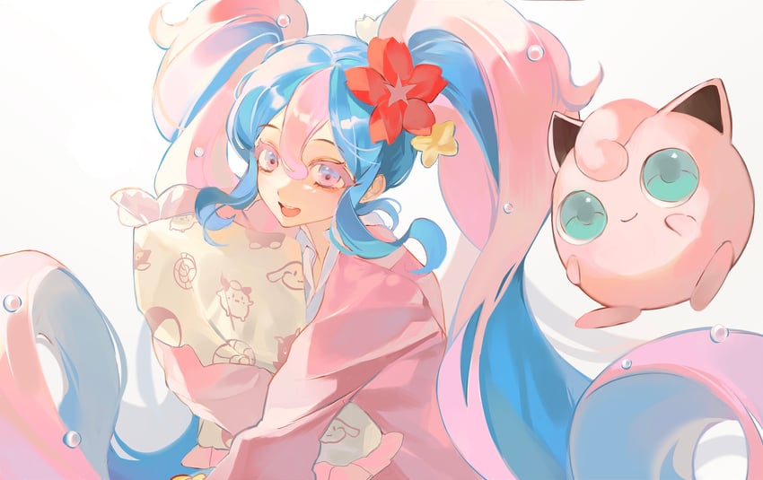 hatsune miku, jigglypuff, and fairy miku (pokemon and 2 more) drawn by lee0124