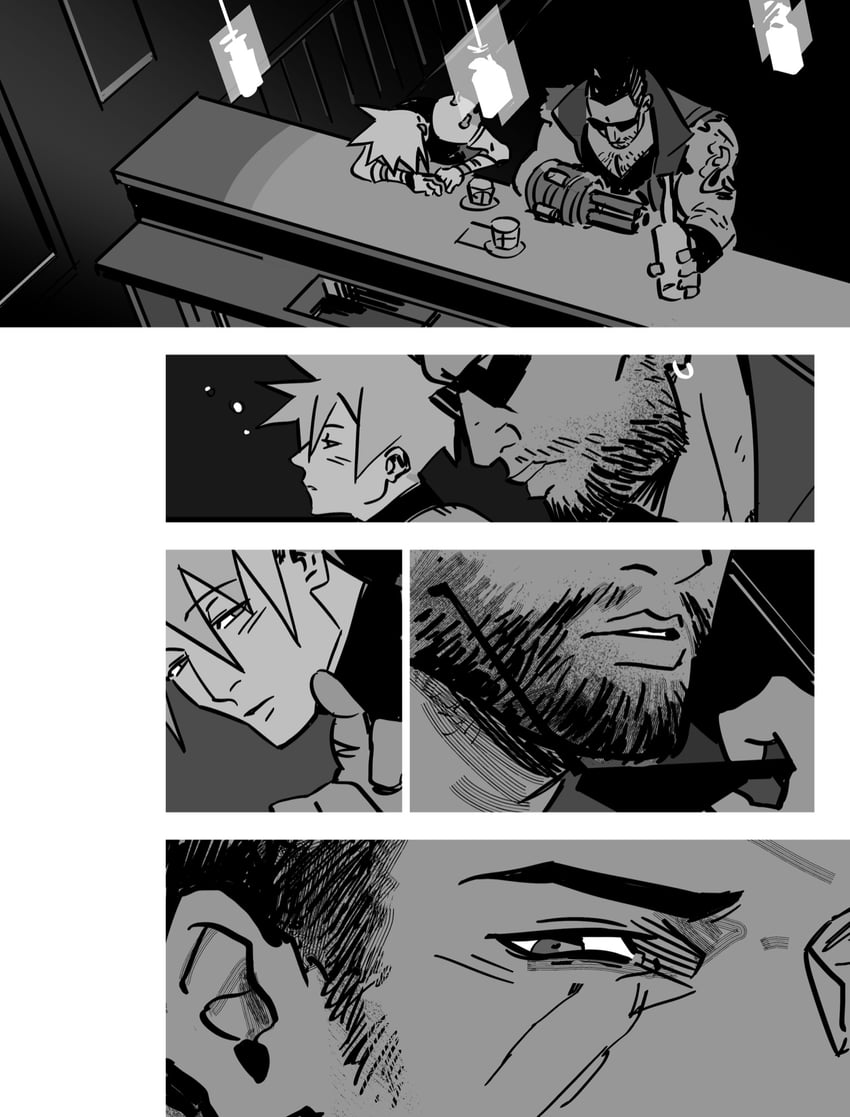 cloud strife and barret wallace (final fantasy and 1 more) drawn by j.r._doyle