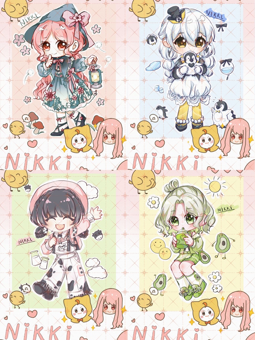nikki, momo, gifty, moo ranch, marvelous journey, and 3 more (nikki and 1 more) drawn by jianuannuannuan