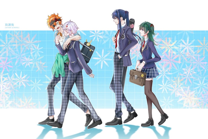 lenalee lee, allen walker, kanda yuu, lavi, and timcanpy (d.gray-man) drawn by kiyono