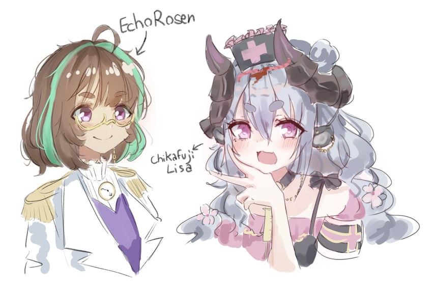 chikafuji lisa and echorosen (indie virtual youtuber and 1 more) drawn by wwparasi