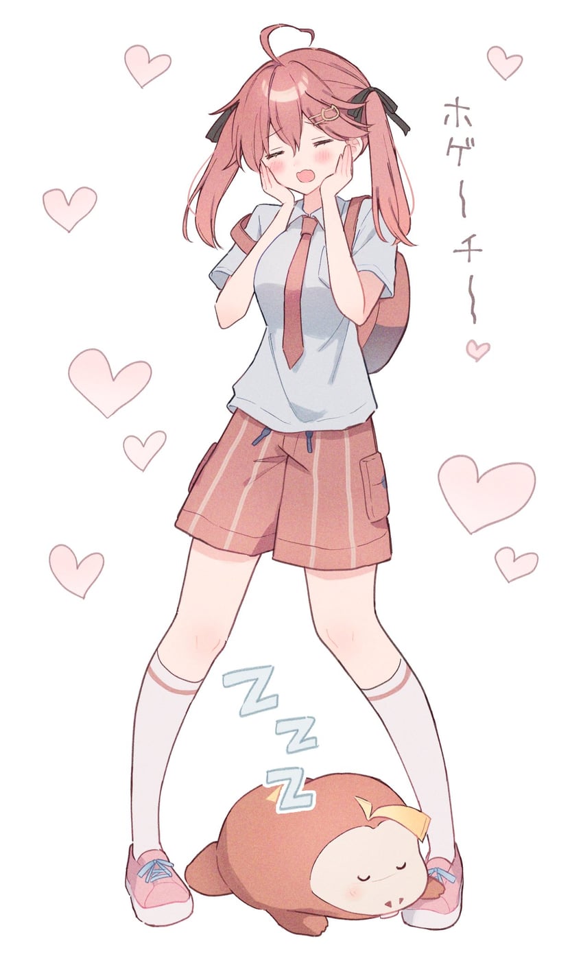 sakura miko, juliana, and fuecoco (pokemon and 2 more) drawn by mametarou_(mameji)