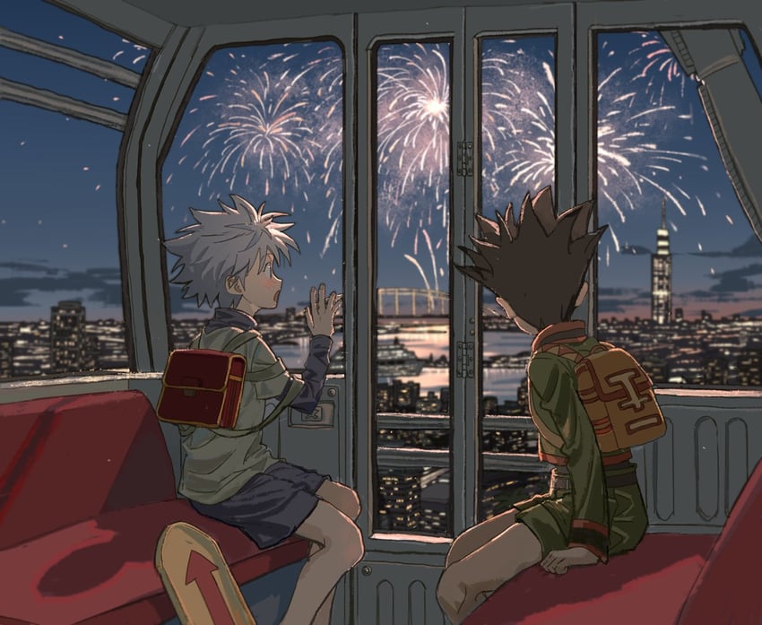 killua zoldyck and gon freecss (hunter x hunter) drawn by goodkids_1
