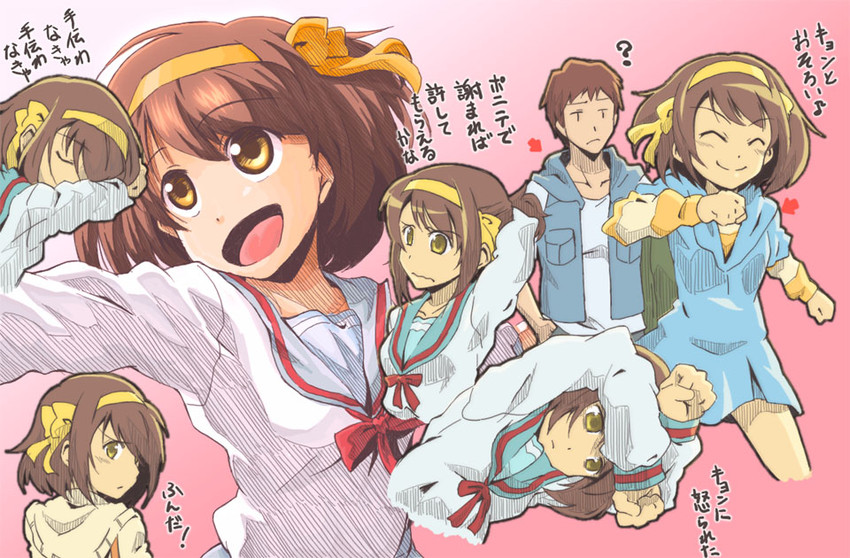 suzumiya haruhi and kyon (suzumiya haruhi no yuuutsu) drawn by thor_(pixiv240171)