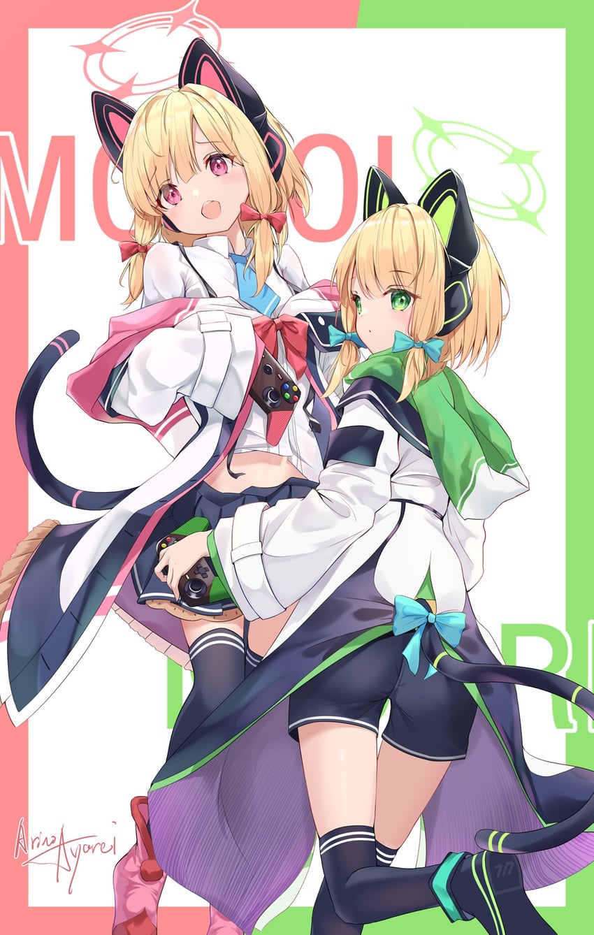 momoi and midori (blue archive) drawn by arino_ayarei