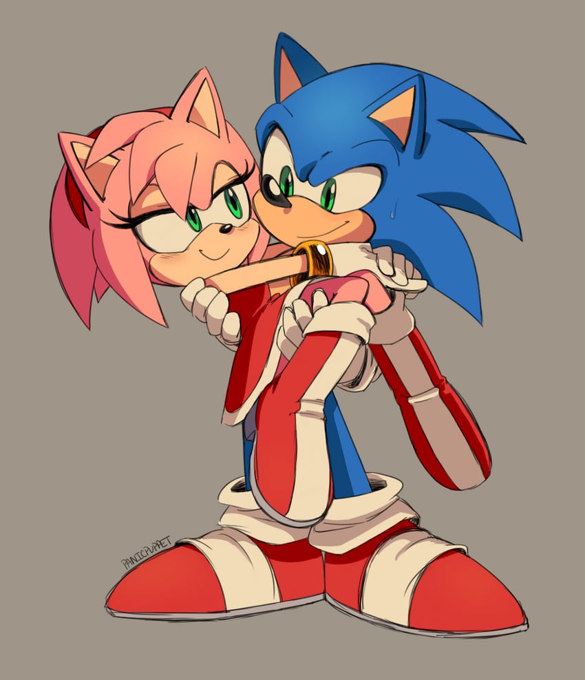 sonic the hedgehog and amy rose (sonic) drawn by panic_puppet
