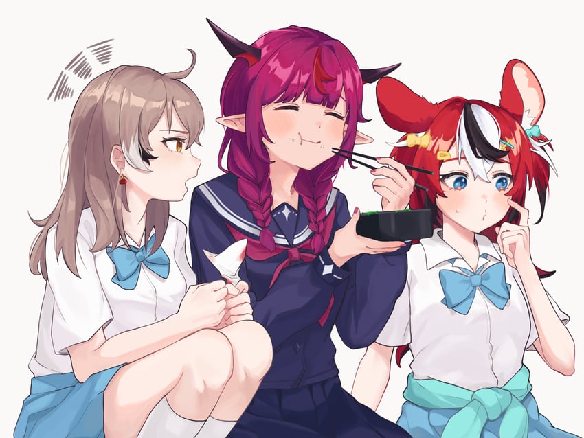 nanashi mumei, hakos baelz, and irys (hololive and 1 more) drawn by rantomato18