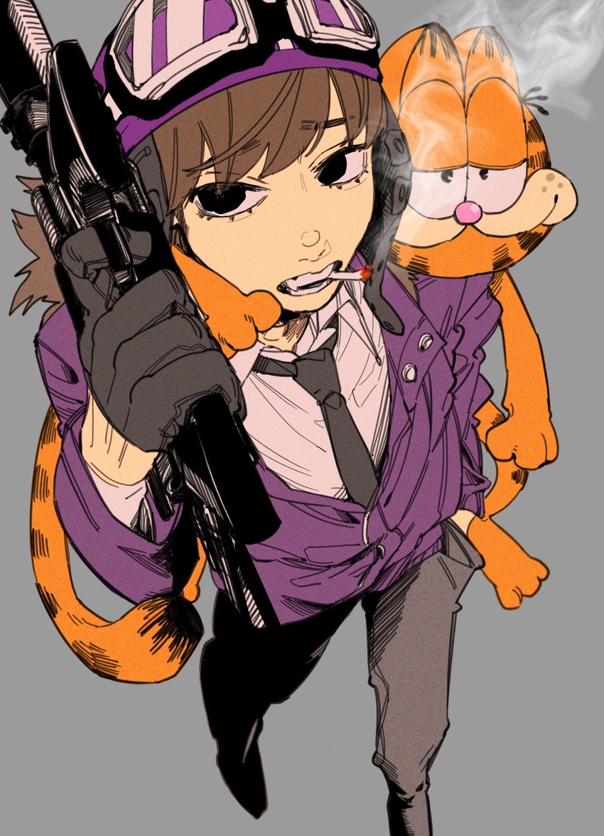 garfield and shoppi (garfield and 1 more) drawn by chatarou_(chataro_1214)