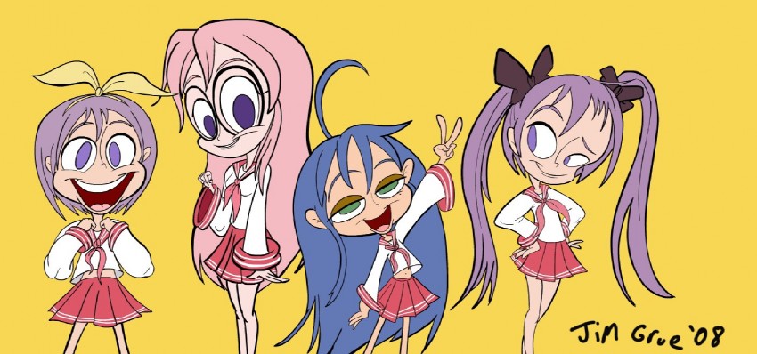 hiiragi kagami, izumi konata, hiiragi tsukasa, and takara miyuki (lucky star) drawn by jim_grue