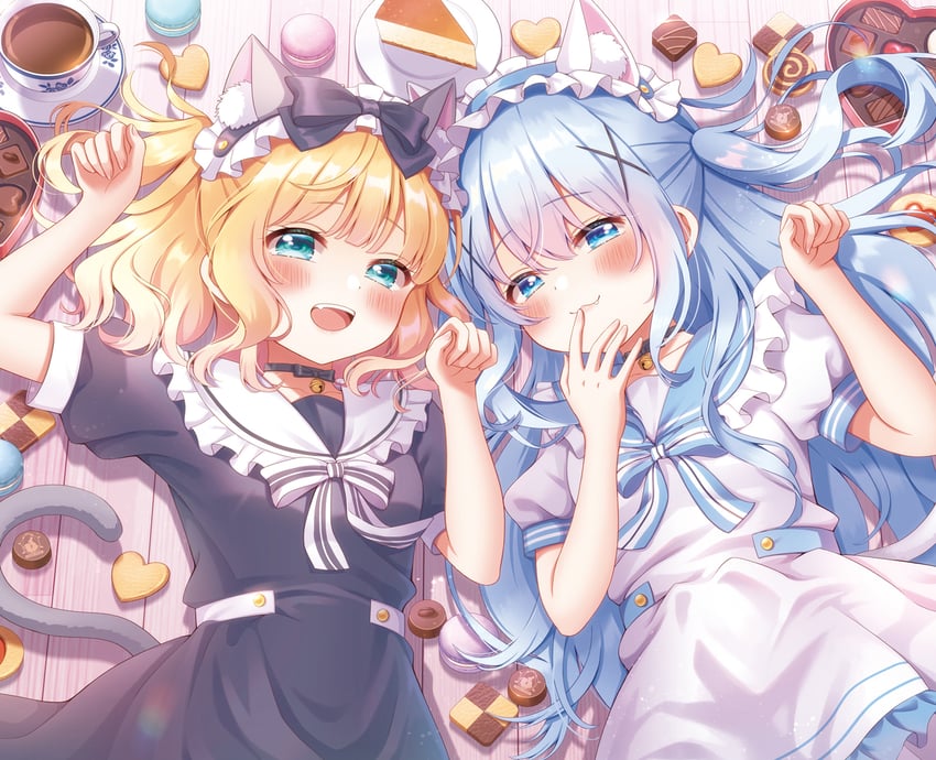 kafuu chino and kirima syaro (gochuumon wa usagi desu ka?) drawn by mozukun43