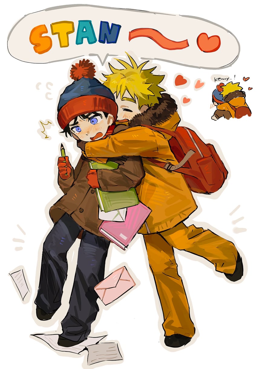stan marsh and kenny mccormick (south park) drawn by chun_baii