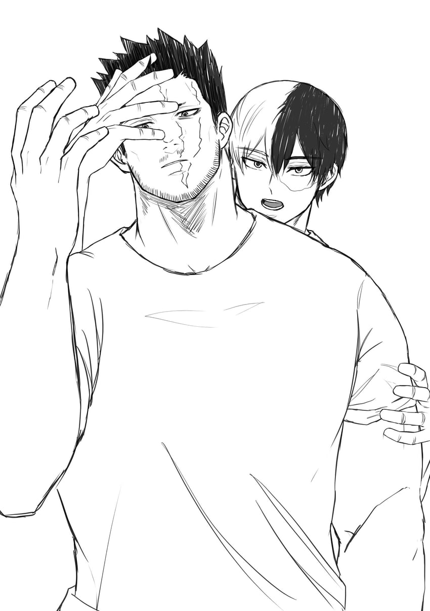 todoroki shoto and endeavor (boku no hero academia) drawn by zrsyrxmd3lvo0zo