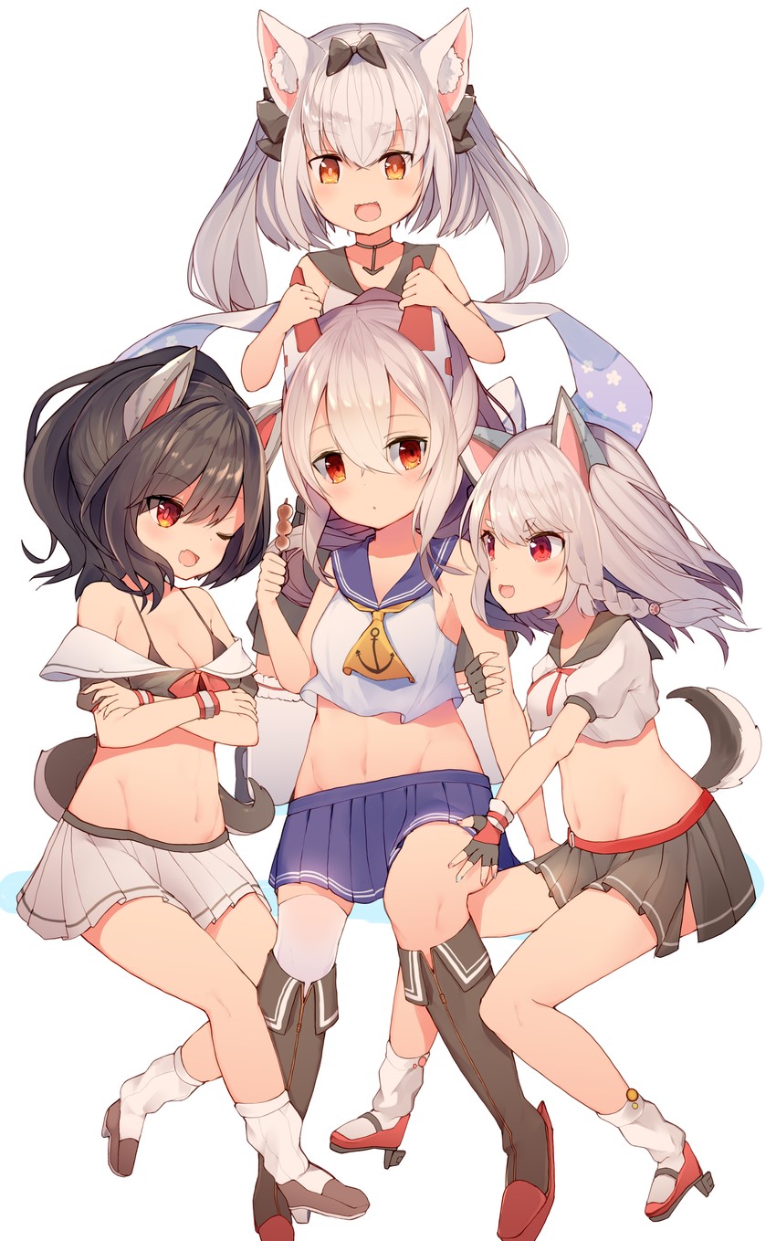 ayanami, yuudachi, yukikaze, and shigure (azur lane) drawn by semimarusemi