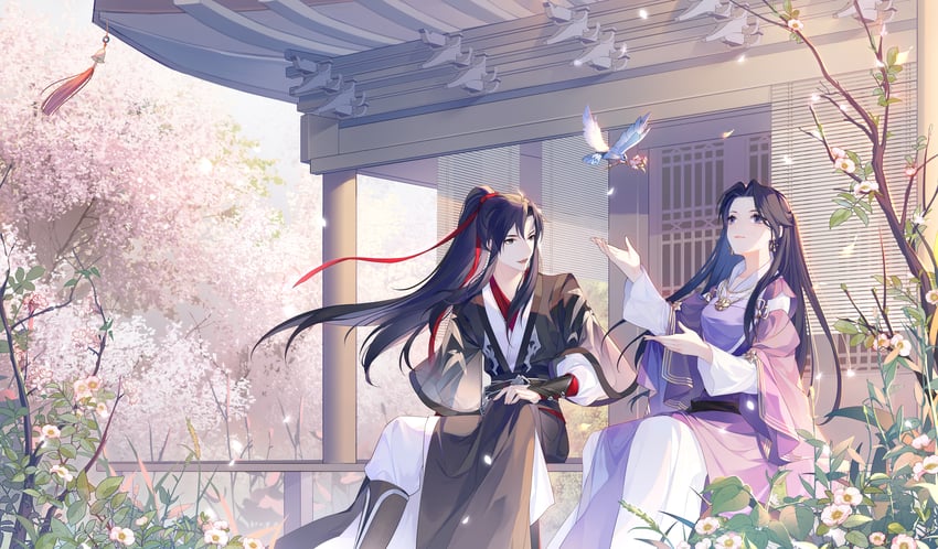 wei wuxian and jiang yanli (modao zushi) drawn by ruohua