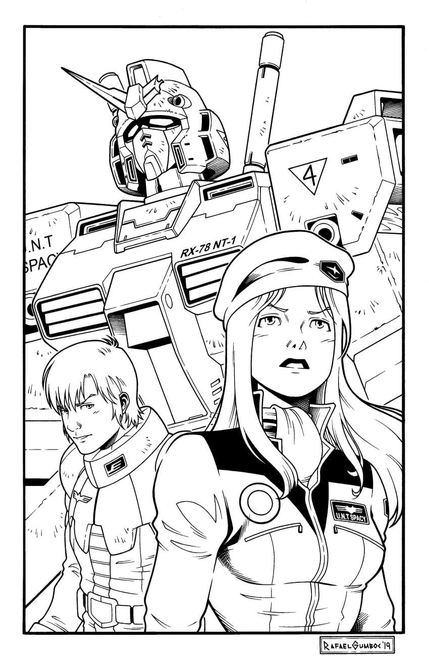 christina mackenzie, gundam alex, and bernard wiseman (gundam and 1 more) drawn by rafaelgumboc