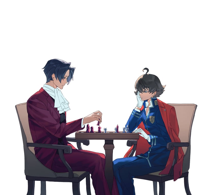 miles edgeworth and eustace winner (ace attorney and 2 more) drawn by richost
