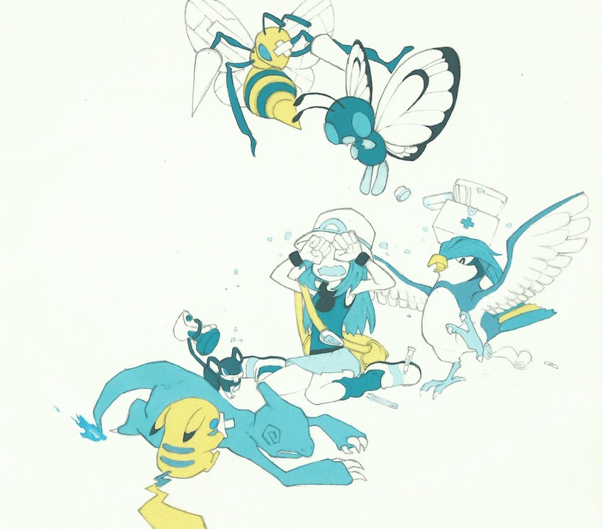 pikachu, leaf, butterfree, rattata, charmeleon, and 2 more (pokemon and 1 more) drawn by u4444