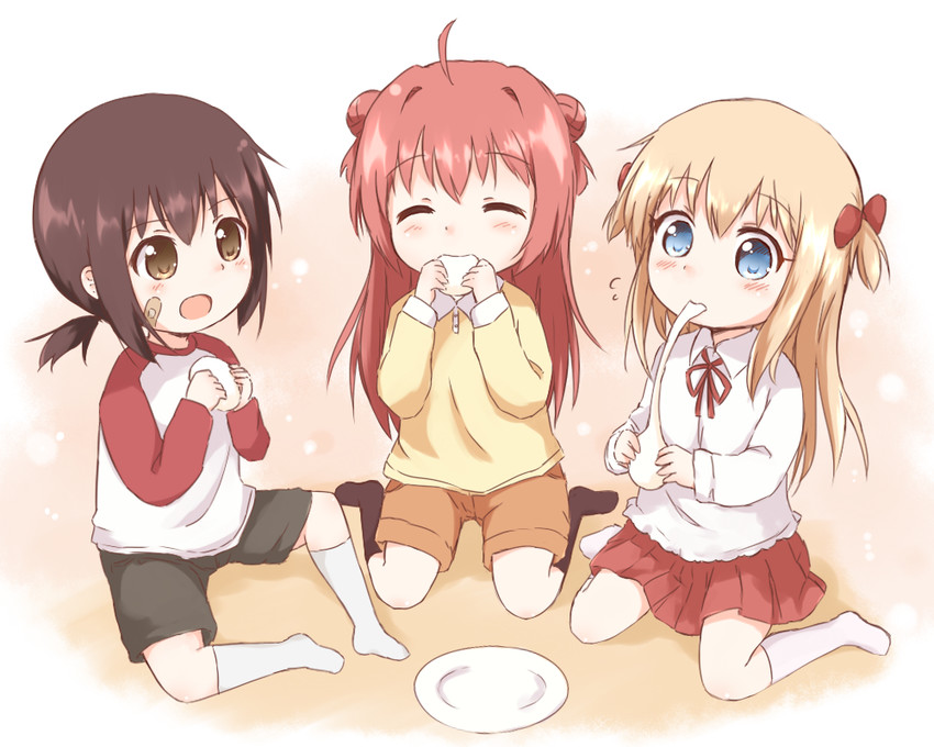 toshinou kyouko, akaza akari, and funami yui (yuruyuri) drawn by araki495