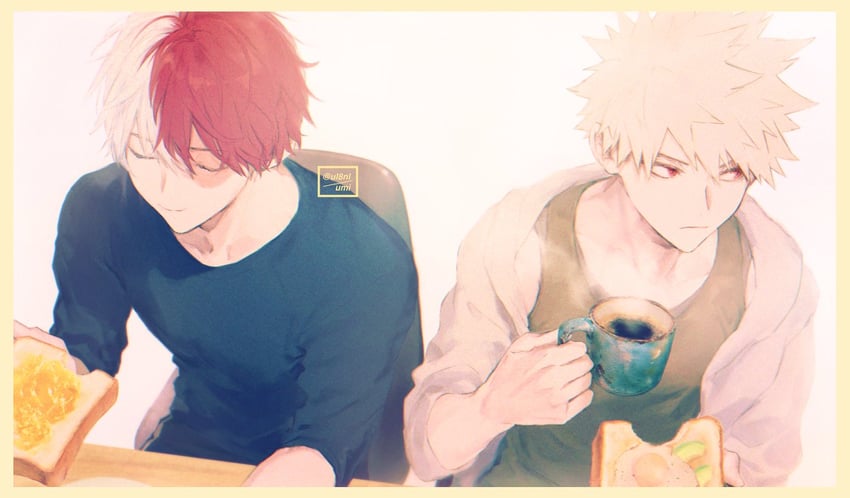 bakugou katsuki and todoroki shoto (boku no hero academia) drawn by umi_(ul8nl)