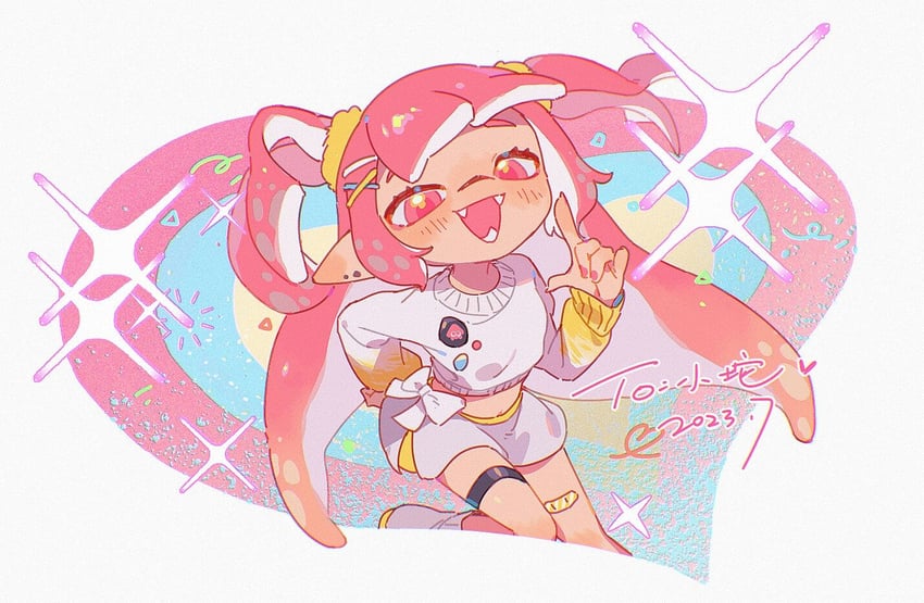 inkling player character and inkling girl (splatoon and 1 more) drawn by rrreunion4