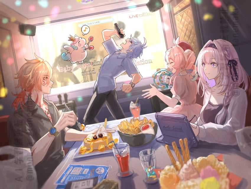 phainon, castorice, mydei, hyacine, and little ica (honkai and 1 more) drawn by tanemaki_monaka