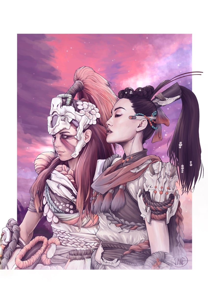 aloy and seyka (horizon and 1 more) drawn by illyne_cosplay