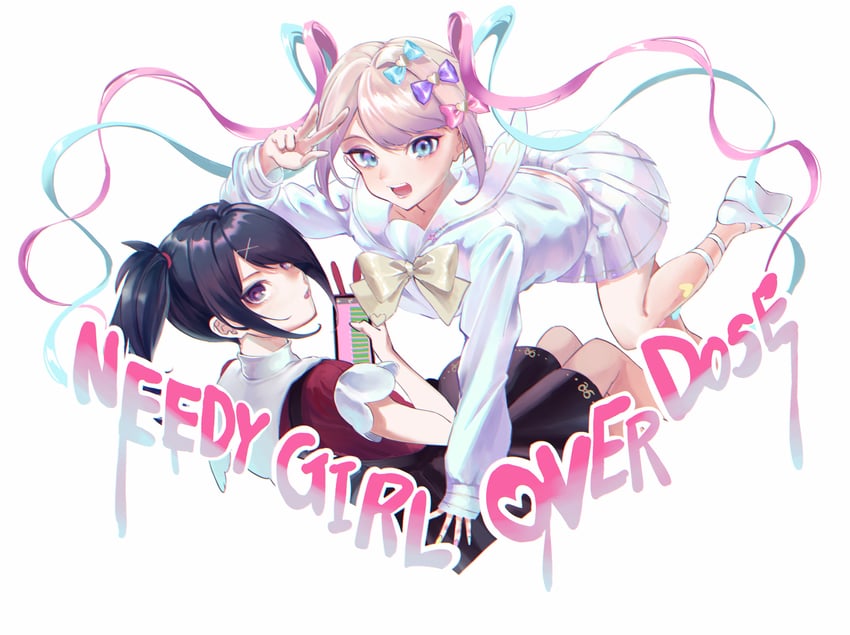 chouzetsusaikawa tenshi-chan and ame-chan (needy girl overdose) drawn by oekakiribu