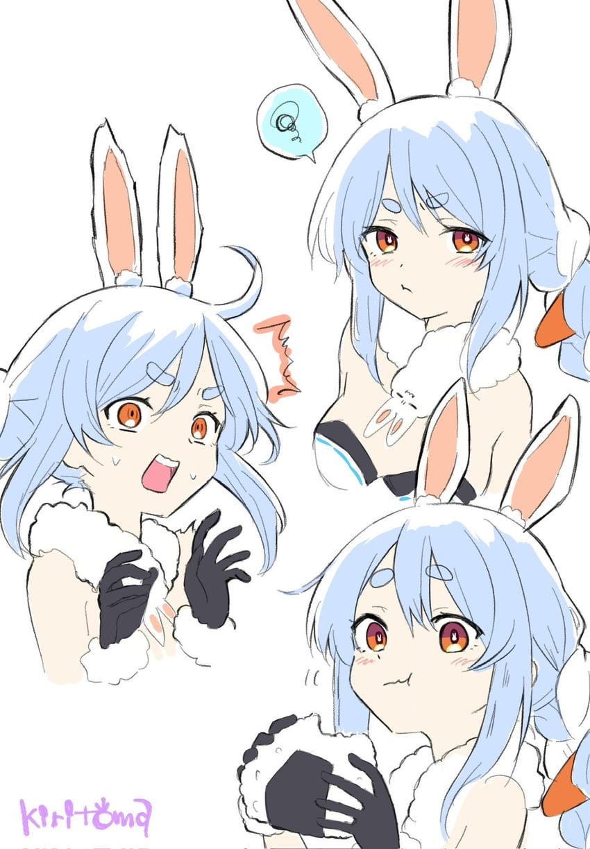 usada pekora and don-chan (hololive) drawn by kiritoma