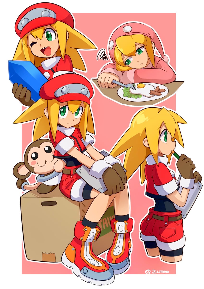 roll caskett and data (mega man and 1 more) drawn by zu_mame