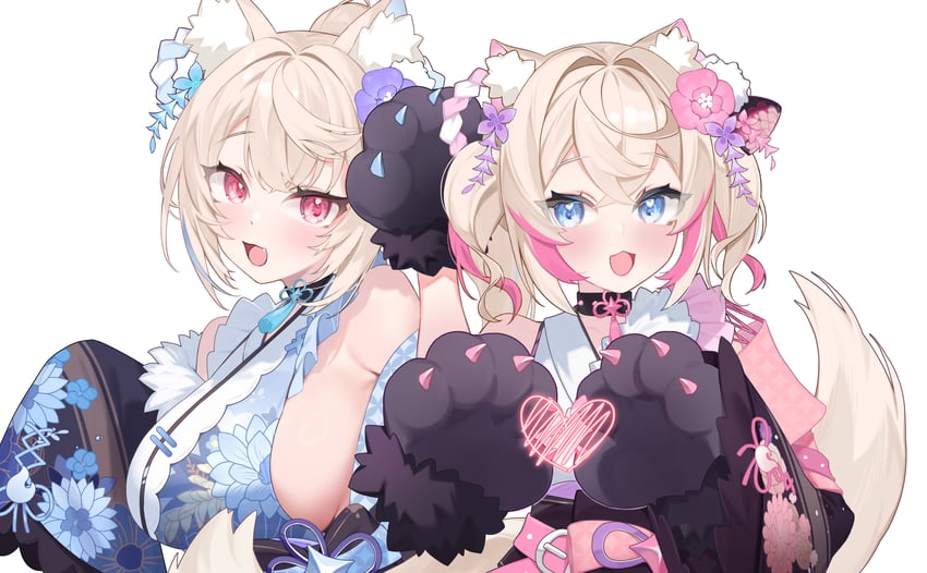 fuwawa abyssgard and mococo abyssgard (hololive and 1 more) drawn by hoshi_usagi