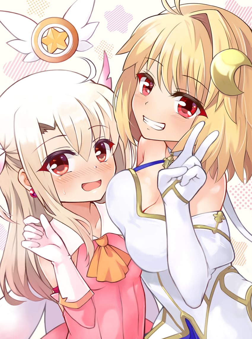 illyasviel von einzbern, arcueid brunestud, prisma illya, magical ruby, and phantas-moon (fate and 3 more) drawn by mochi_(k620803n)
