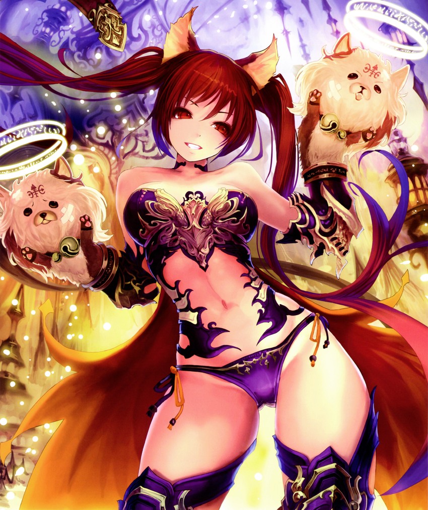cerberus, mimi, and coco (shingeki no bahamut) drawn by tachikawa_mushimaro