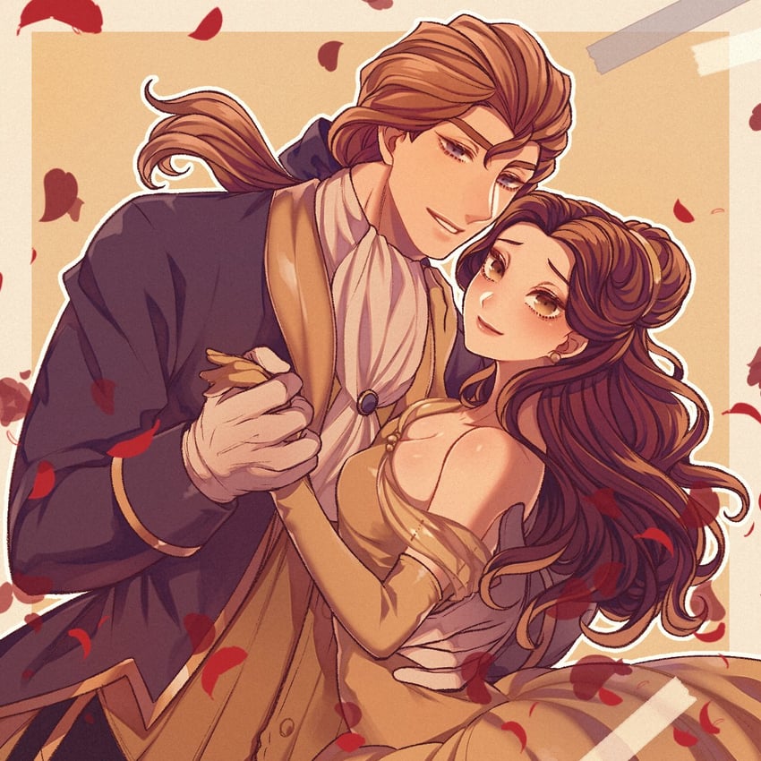 belle and prince adam (beauty and the beast) drawn by mizala