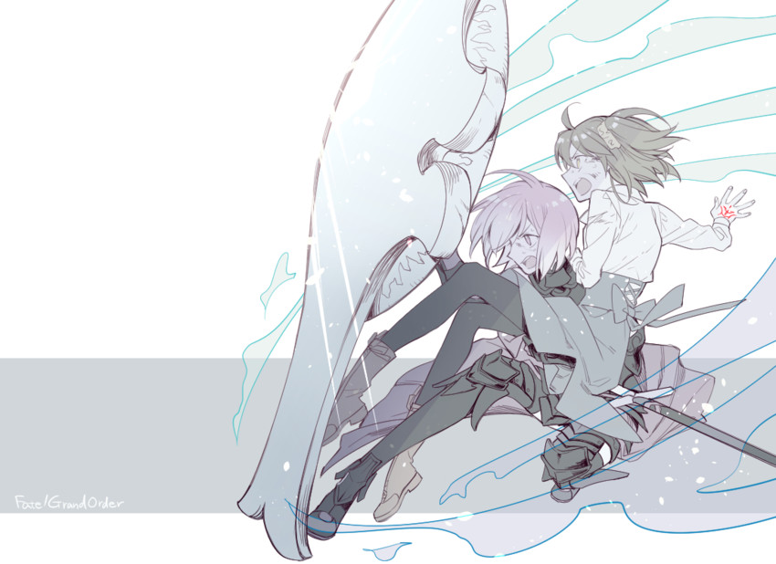 mash kyrielight and fujimaru ritsuka (fate and 1 more) drawn by ran_(ran_0605)
