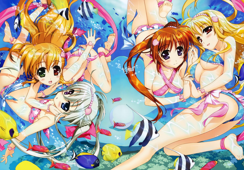 fate testarossa, takamachi nanoha, vivio, and einhard stratos (lyrical nanoha and 1 more) drawn by fujima_takuya